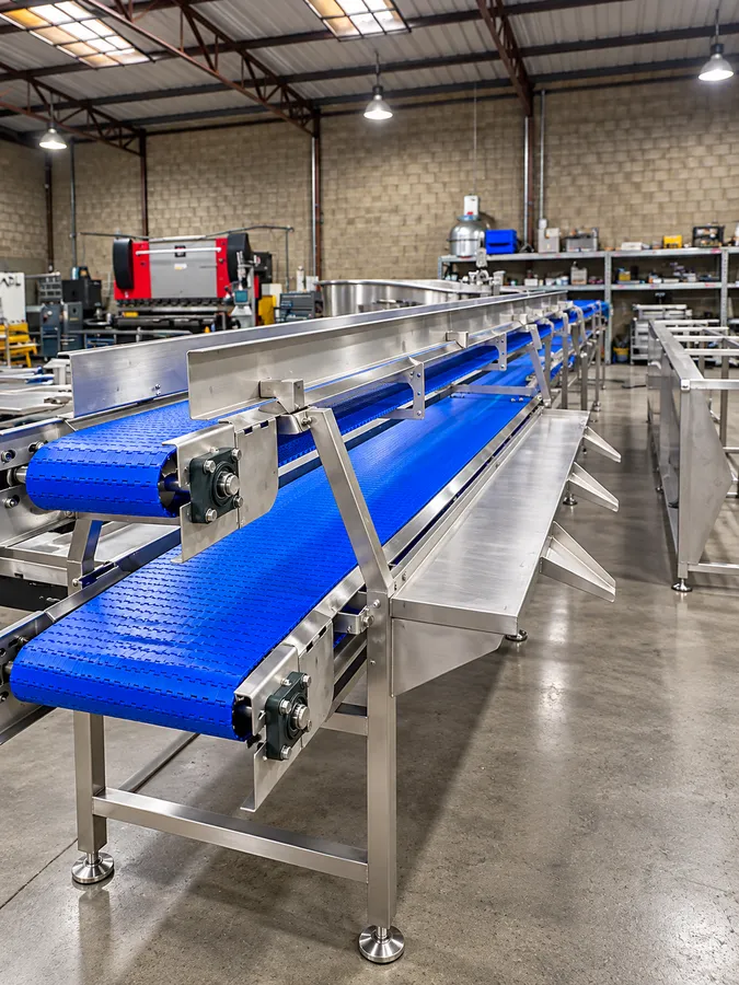 Double layer blue belt packing conveyor with stainless steel frame