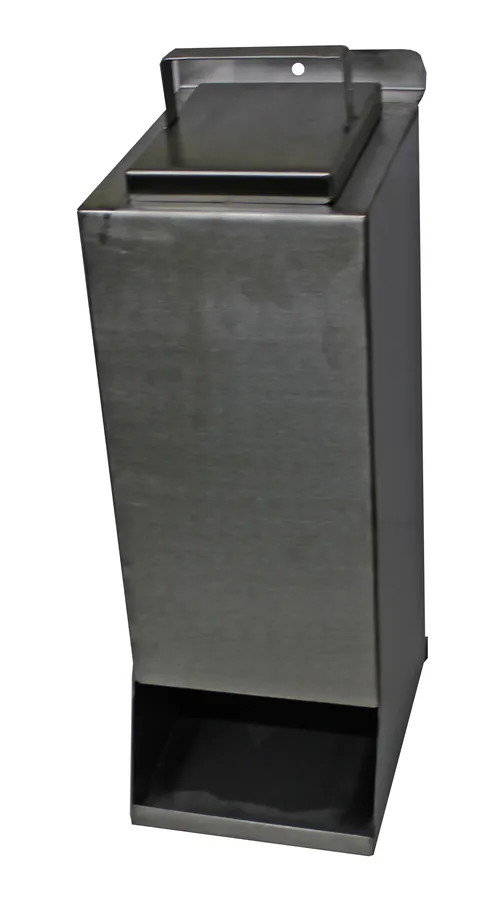 Mopcap, Beardnet & Earplug Holders: Single compartment stainless steel hairnet holder with dispensing opening at the bottom